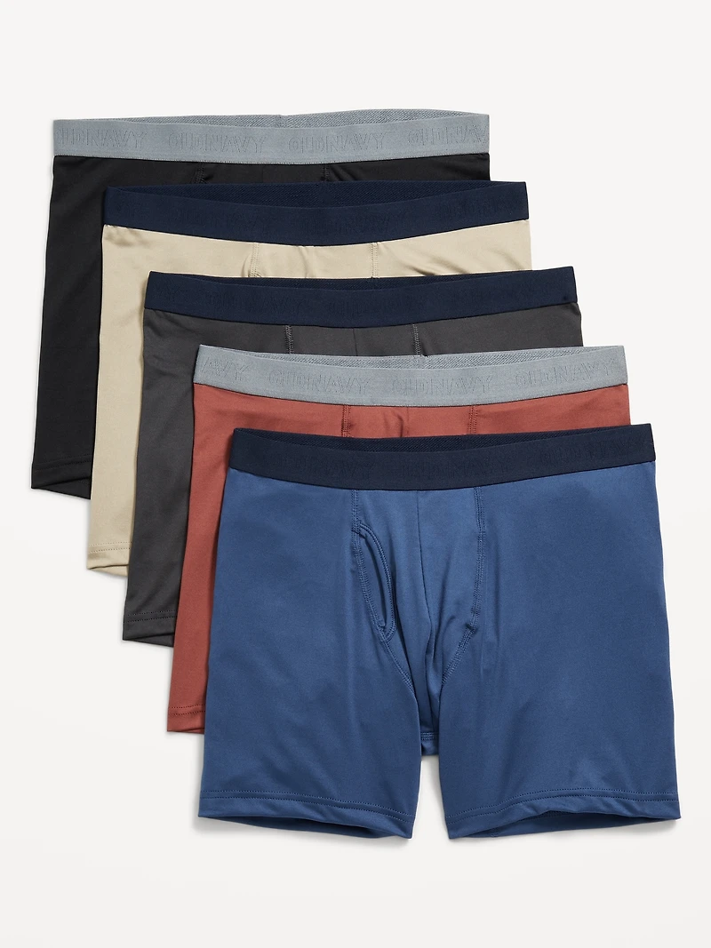 5-Pack Go-Dry Cool Performance Boxer Briefs - 5-inch inseam