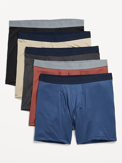 5-Pack Go-Dry Cool Performance Boxer Briefs - 5-inch inseam