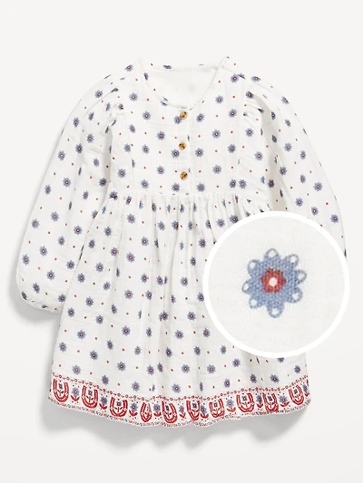 Long-Sleeve Plaid Dress for Toddler Girls