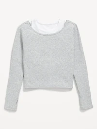 2-In-1 Ribbed Performance Top for Girls