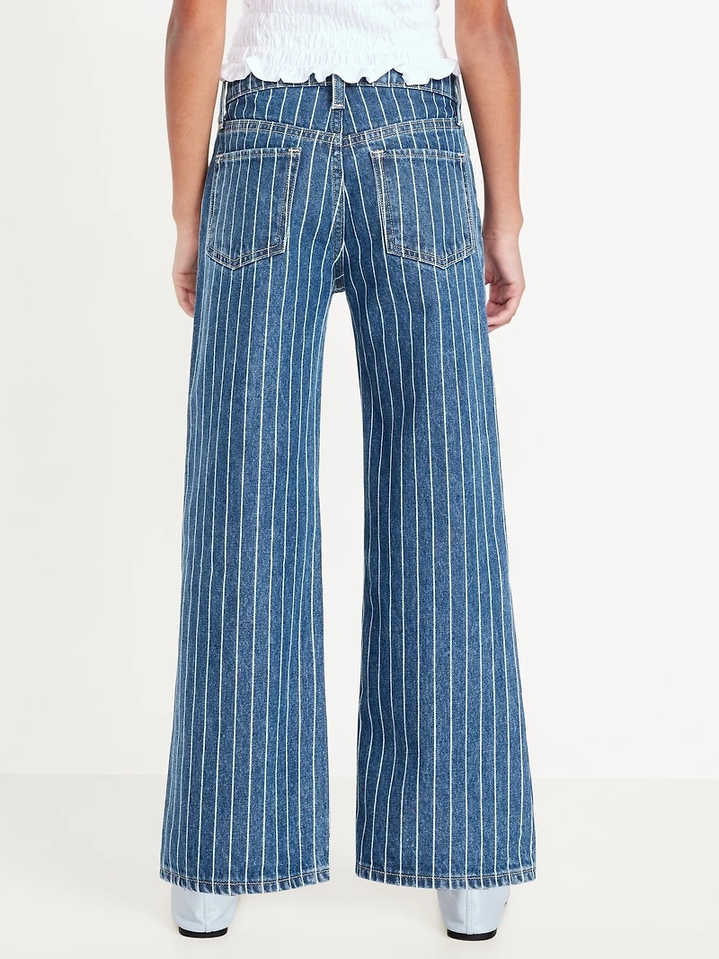 Printed High-Waisted Baggy Wide-Leg Jeans for Girls