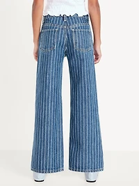 Printed High-Waisted Baggy Wide-Leg Jeans for Girls