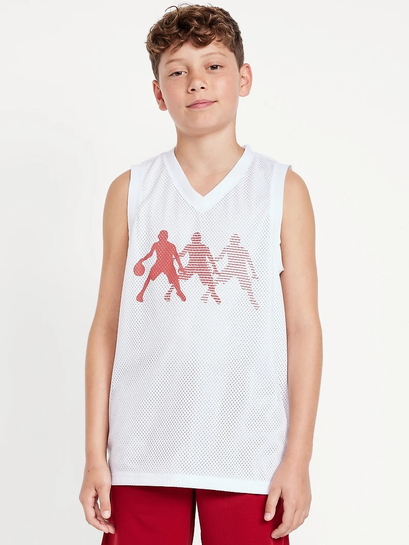 Mesh Graphic Basketball Tank Top for Boys