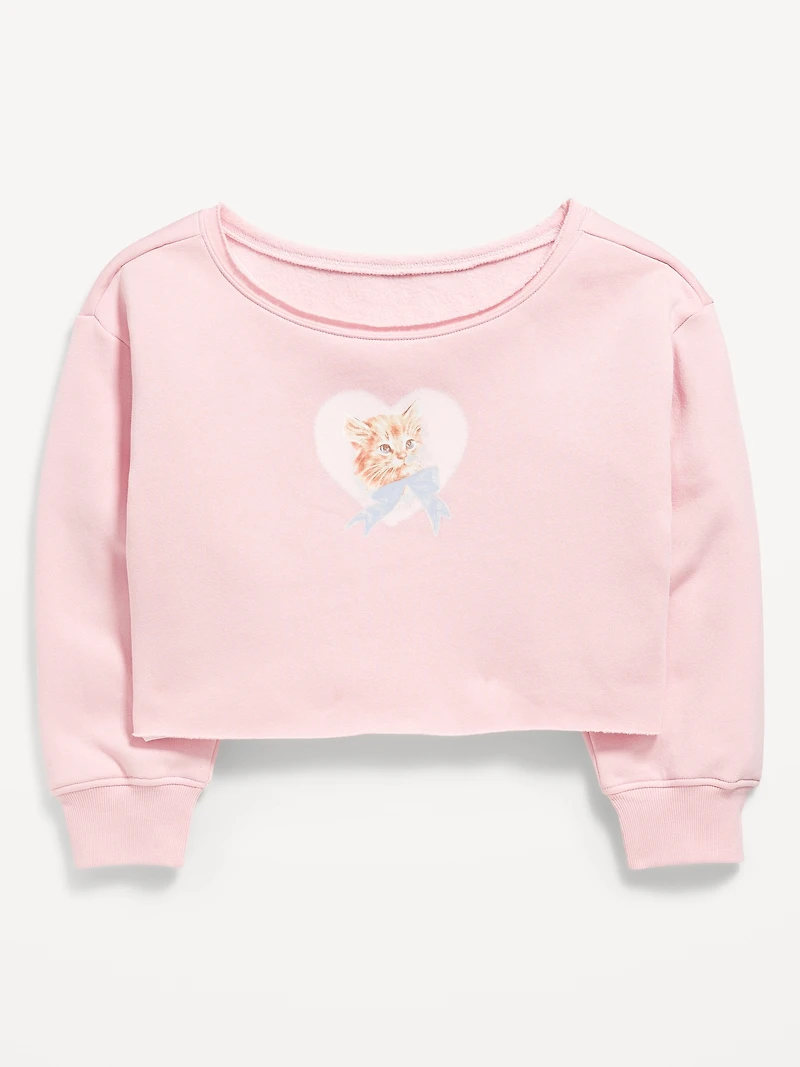 Boat-Neck Graphic Sweatshirt for Girls