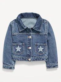 Embroidered Stars Trucker Jean Jacket for Toddler Girls