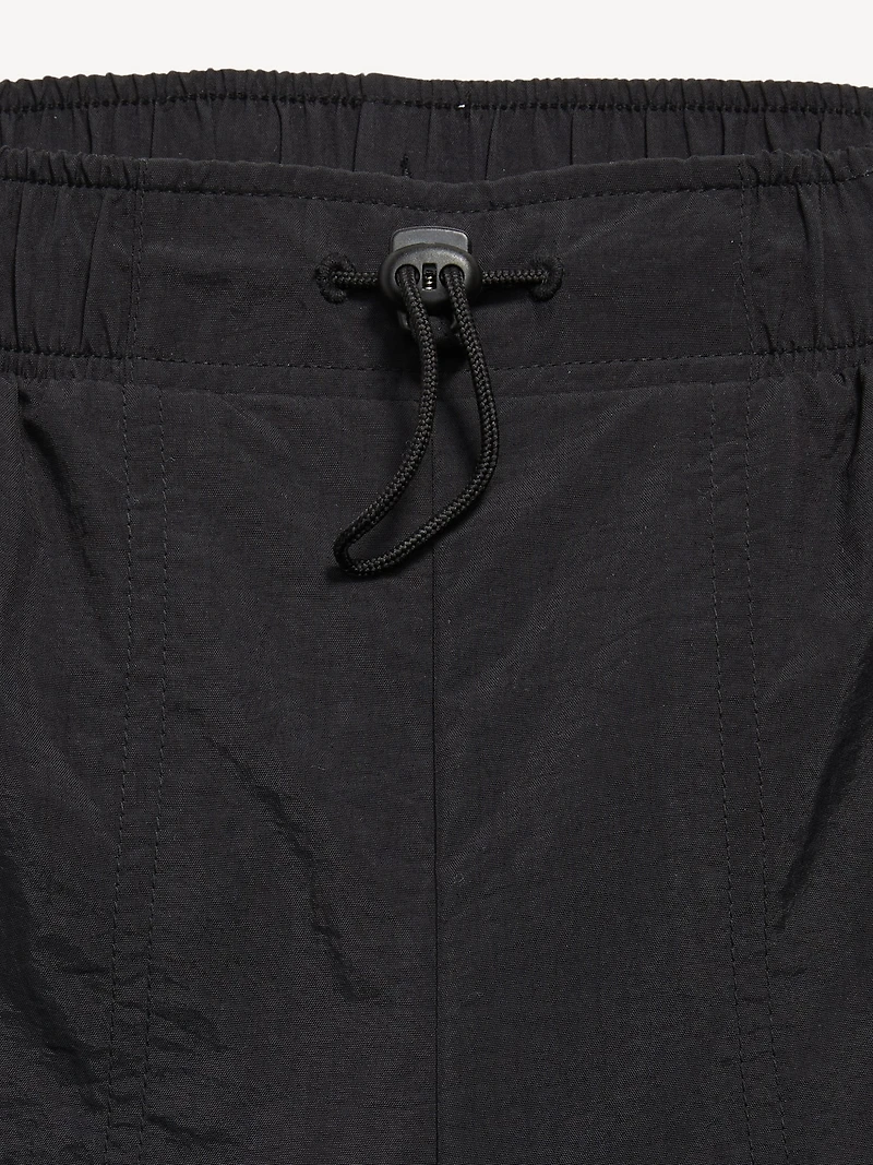 High-Waisted Side Ruched Cargo Parachute Joggers for Girls