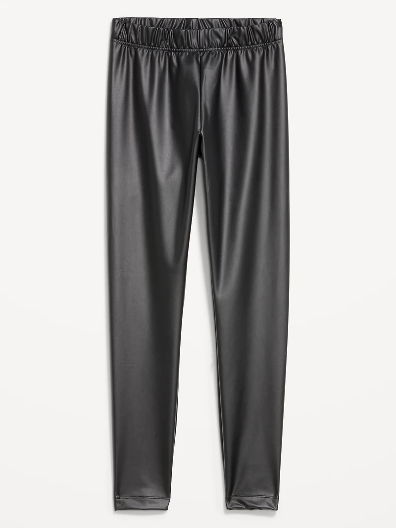 High-Waisted Faux-Leather Fashion Ankle Leggings