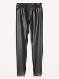 High-Waisted Faux-Leather Fashion Ankle Leggings