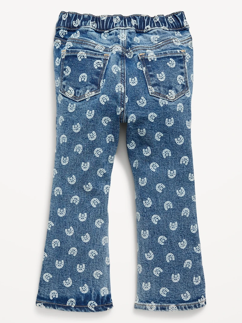 Printed Pull-On Flare Jeans for Toddler Girls