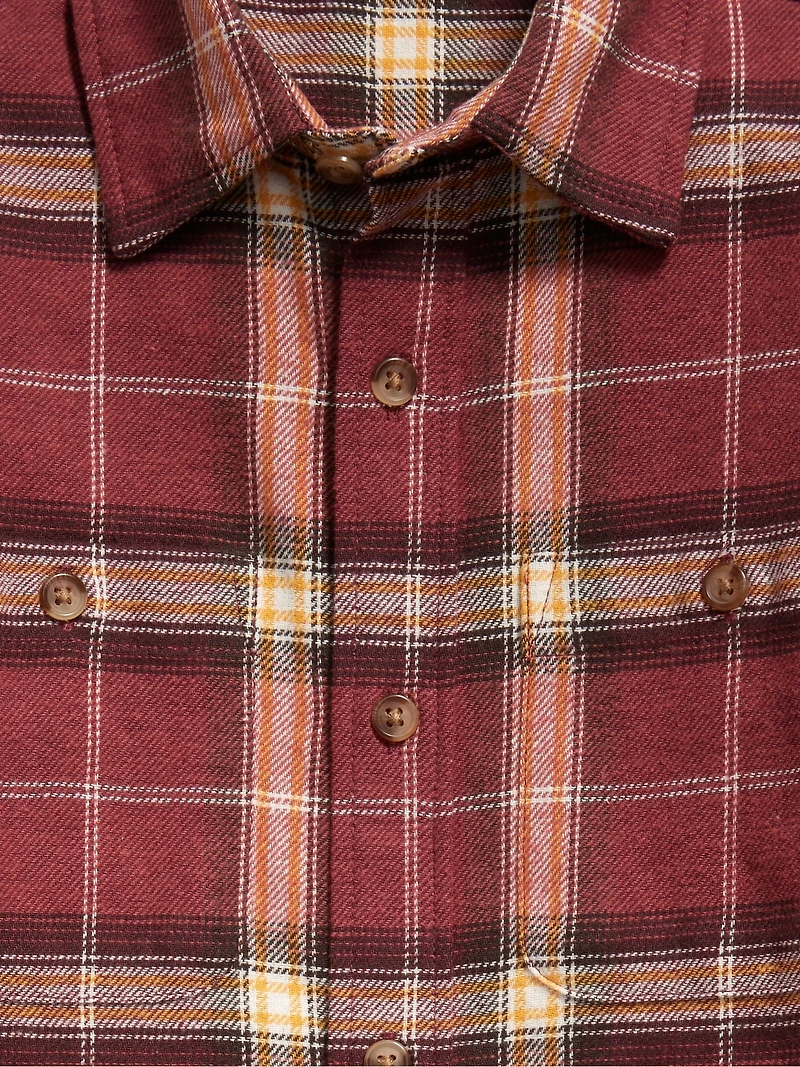 Long-Sleeve Pocket Plaid Flannel Shirt for Boys