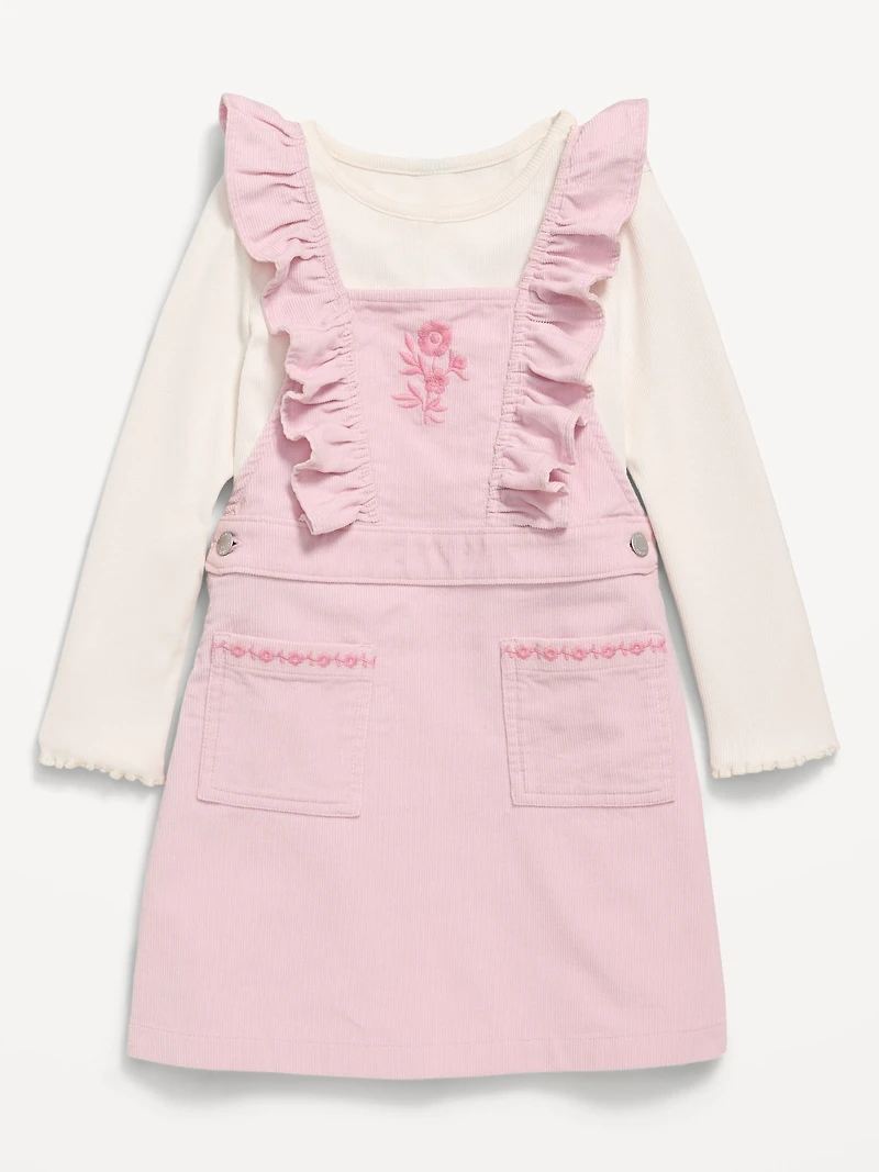 Long-Sleeve T-Shirt and Corduroy Dress Set for Toddler Girls