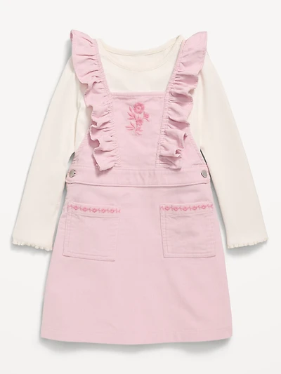 Long-Sleeve T-Shirt and Corduroy Dress Set for Toddler Girls