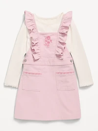 Long-Sleeve T-Shirt and Corduroy Dress Set for Toddler Girls