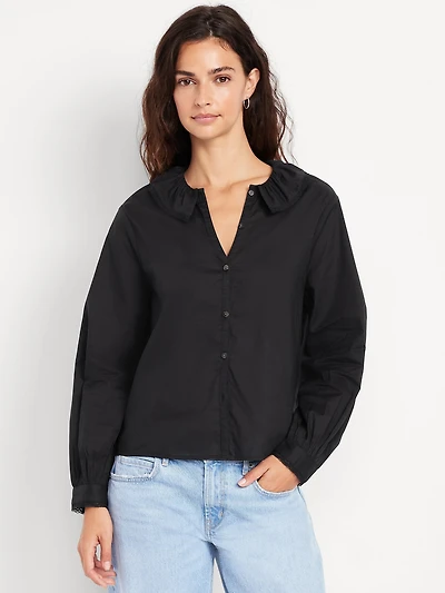 Ruffle Button-Down Shirt