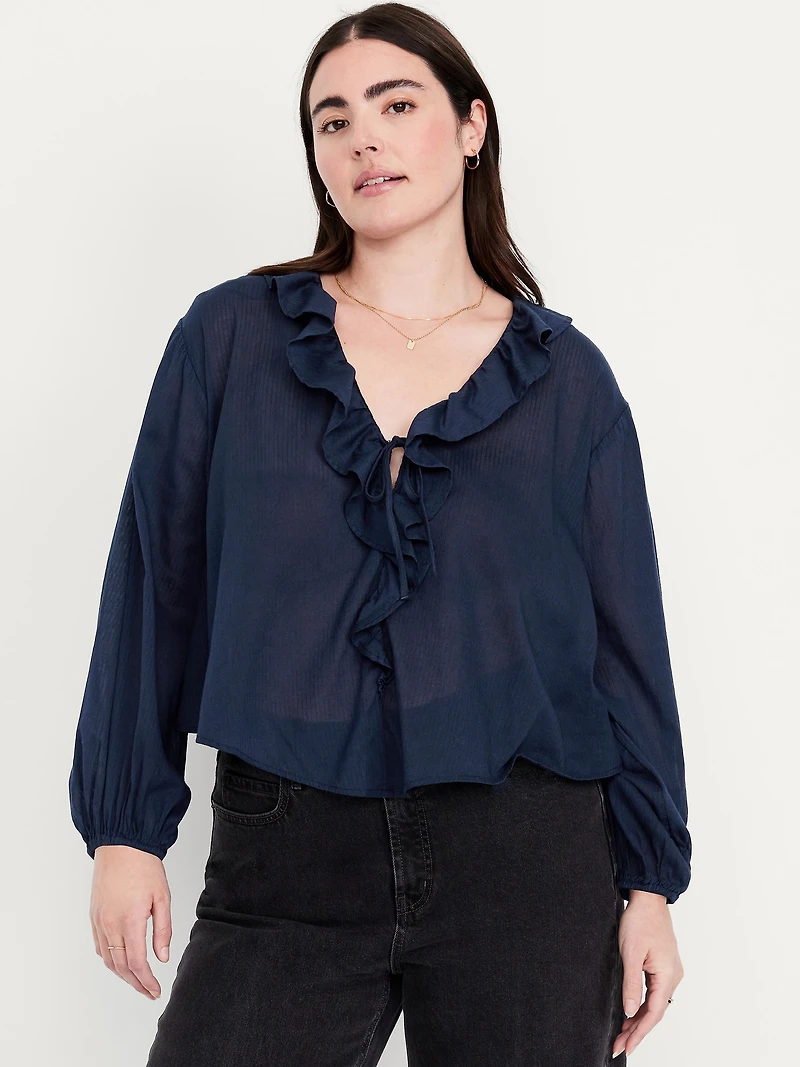 Tie-Front Ruffle Top