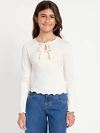 Long-Sleeve Tie-Bow Front Top for Girls
