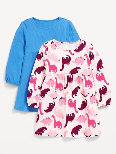 Long-Sleeve Fit and Flare Dress 2-Pack for Toddler Girls