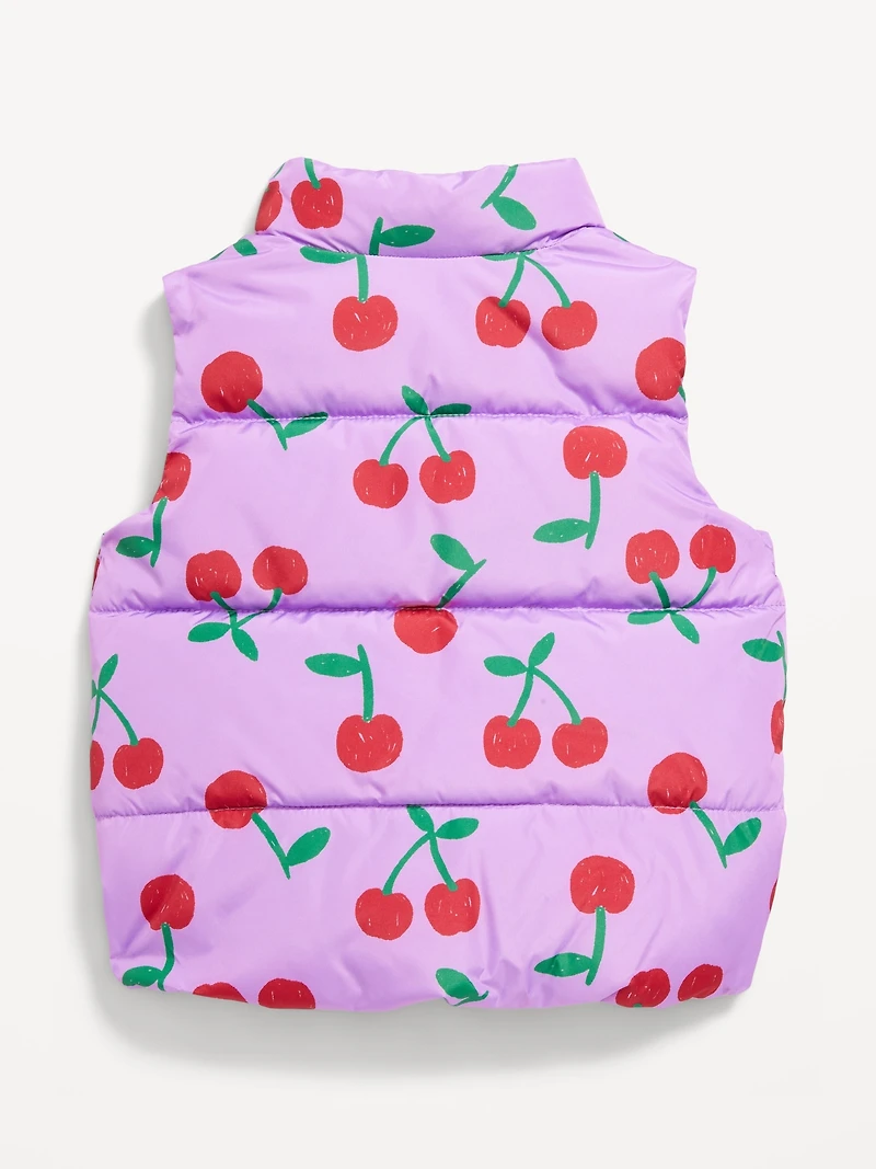 Printed Water-Resistant Frost Free Puffer Vest for Toddler Girls