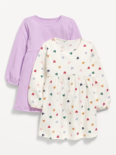 Long-Sleeve Fit and Flare Dress 2-Pack for Toddler Girls