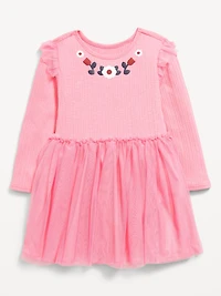 Long-Sleeve Fit and Flare Tutu Dress for Toddler Girls