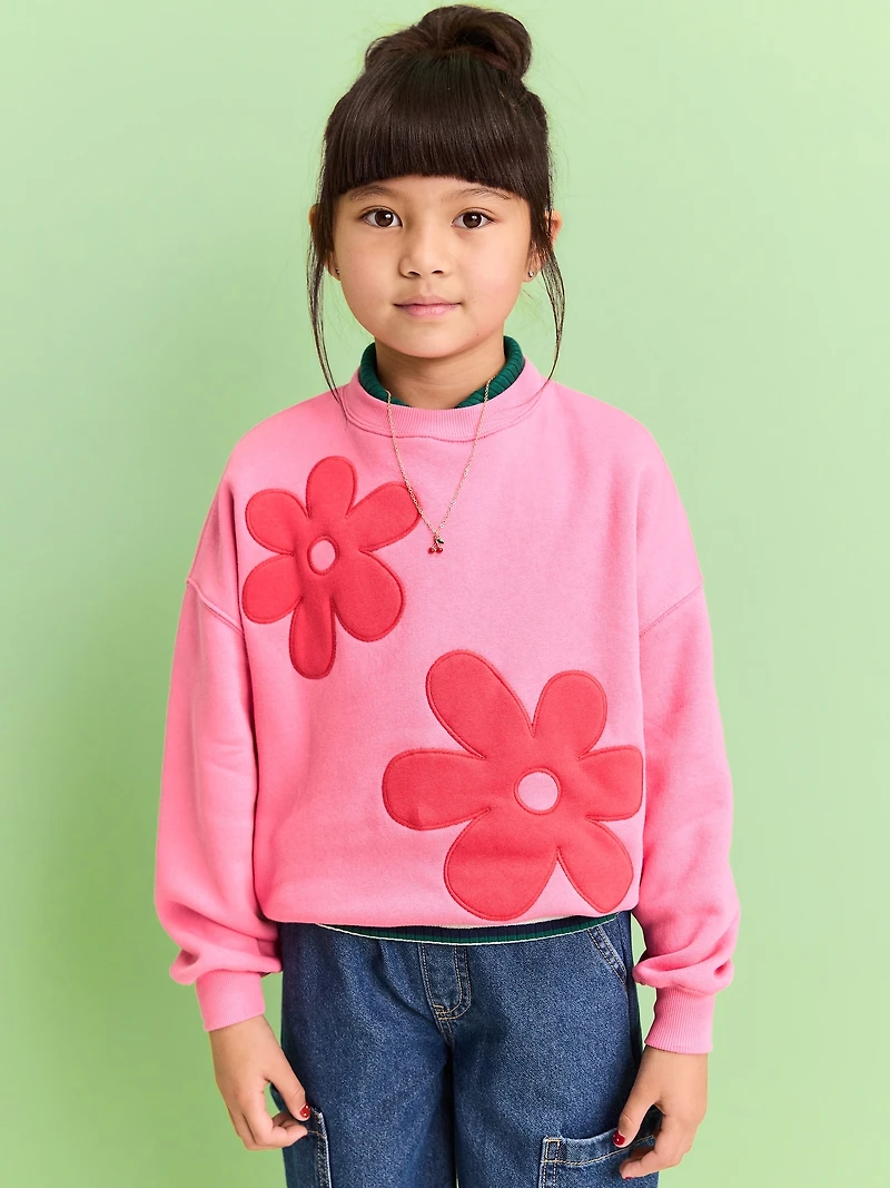 Oversized Graphic Tunic Sweatshirt for Girls