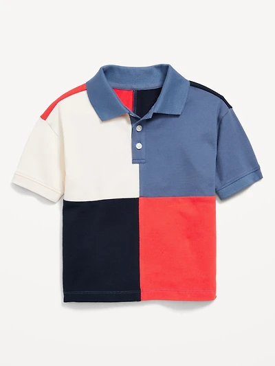 Oversized Color-Block Polo Shirt for Toddler Boys