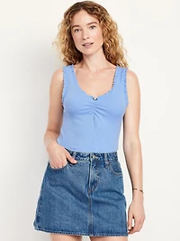 Cinched Rib-Knit Tank Top