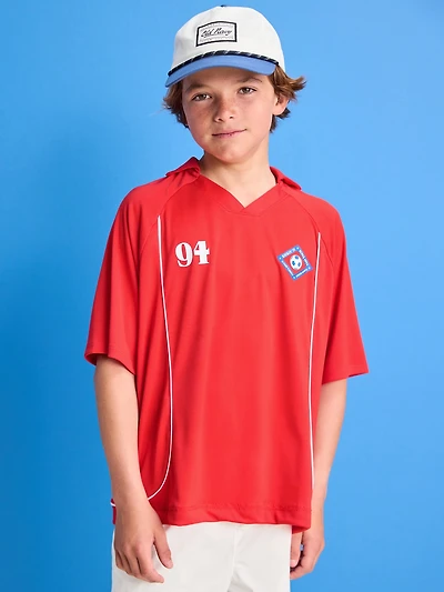 Oversized Collared Soccer Jersey T-Shirt for Boys
