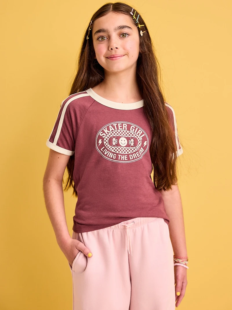 Fitted Short-Sleeve Graphic T-Shirt for Girls
