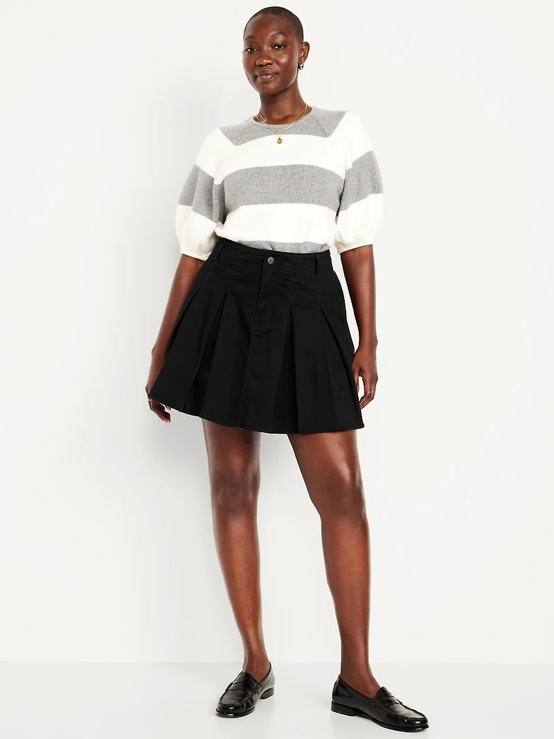 High-Waisted Pleated Mini Skirt