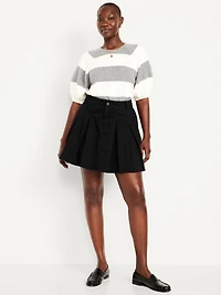 High-Waisted Pleated Mini Skirt