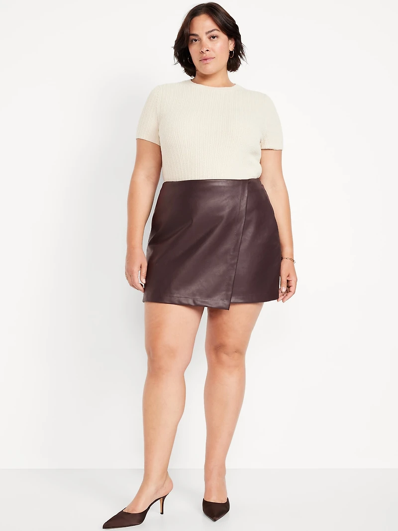 High-Waisted Faux-Leather Mini Skirt