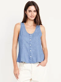 Button-Down Denim Swing Top
