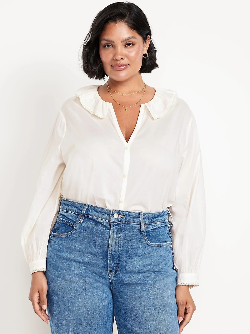 Ruffle Button-Down Shirt