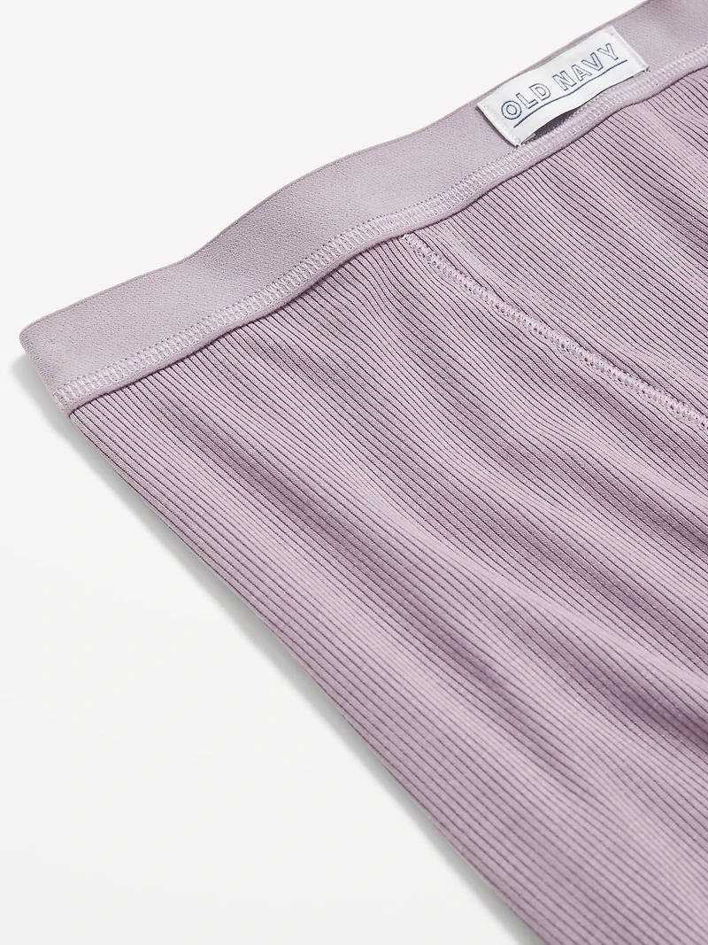 High-Waisted Ribbed Boyshort Briefs - 3-inch inseam