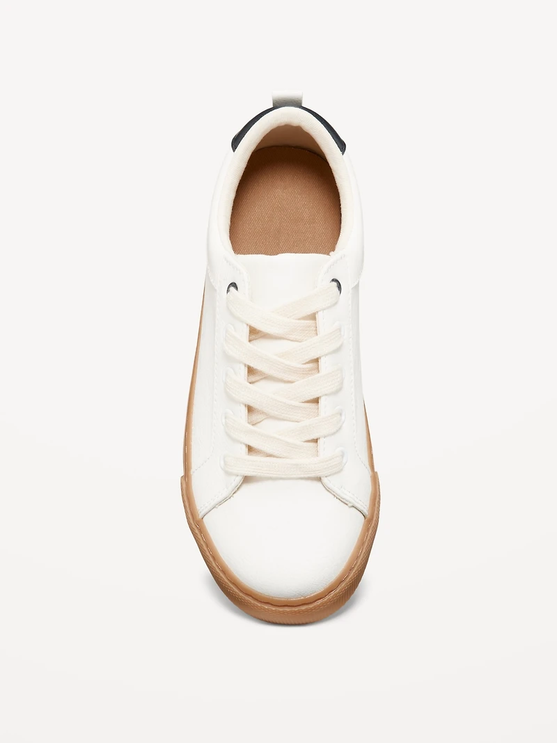 Faux-Leather Gender-Neutral Lace-Up Sneakers for Kids