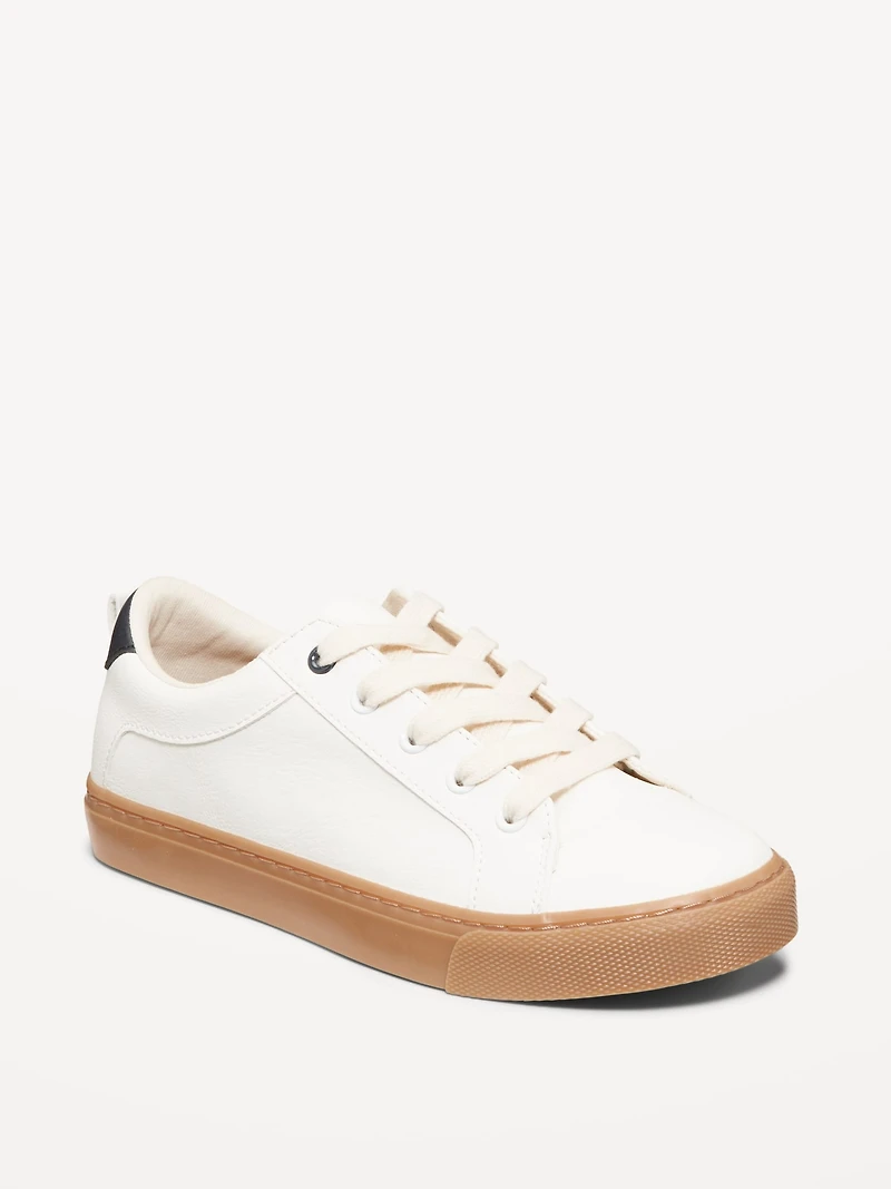 Faux-Leather Gender-Neutral Lace-Up Sneakers for Kids