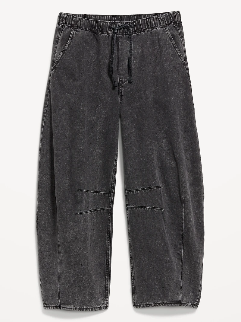 High-Waisted Pull-On Barrel Jeans