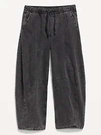 High-Waisted Pull-On Barrel Jeans