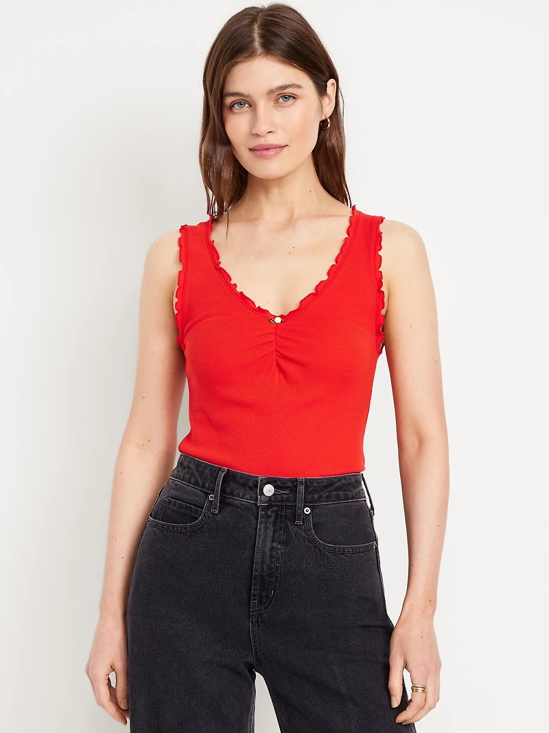 Cinched Rib-Knit Tank Top