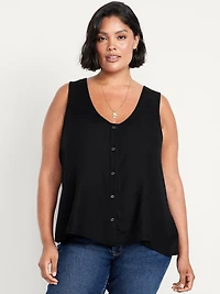 Button-Down Crepe Swing Top