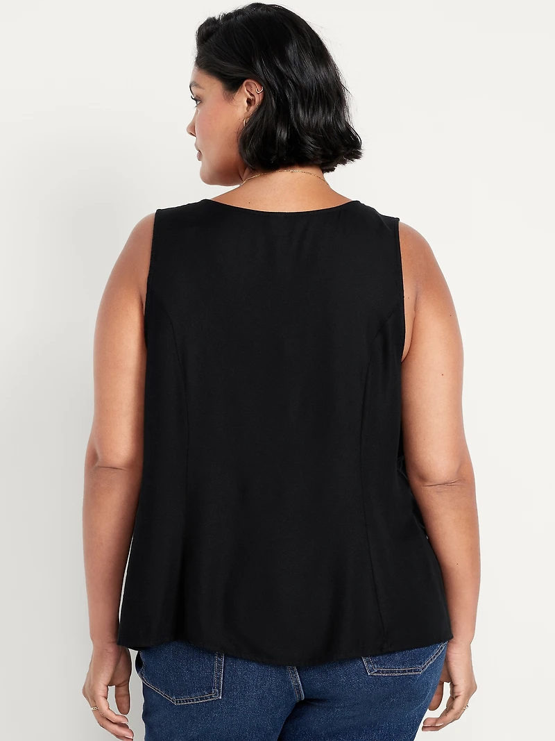 Button-Down Crepe Swing Top