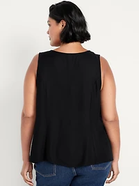 Button-Down Crepe Swing Top