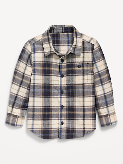 Long-Sleeve Plaid Flannel Pocket Shirt for Toddler Boys