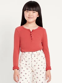 Long-Sleeve Fitted Ribbed Top for Girls