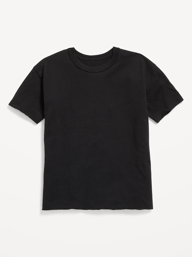 Oversized Short-Sleeve Raw-Edge T-Shirt for Girls