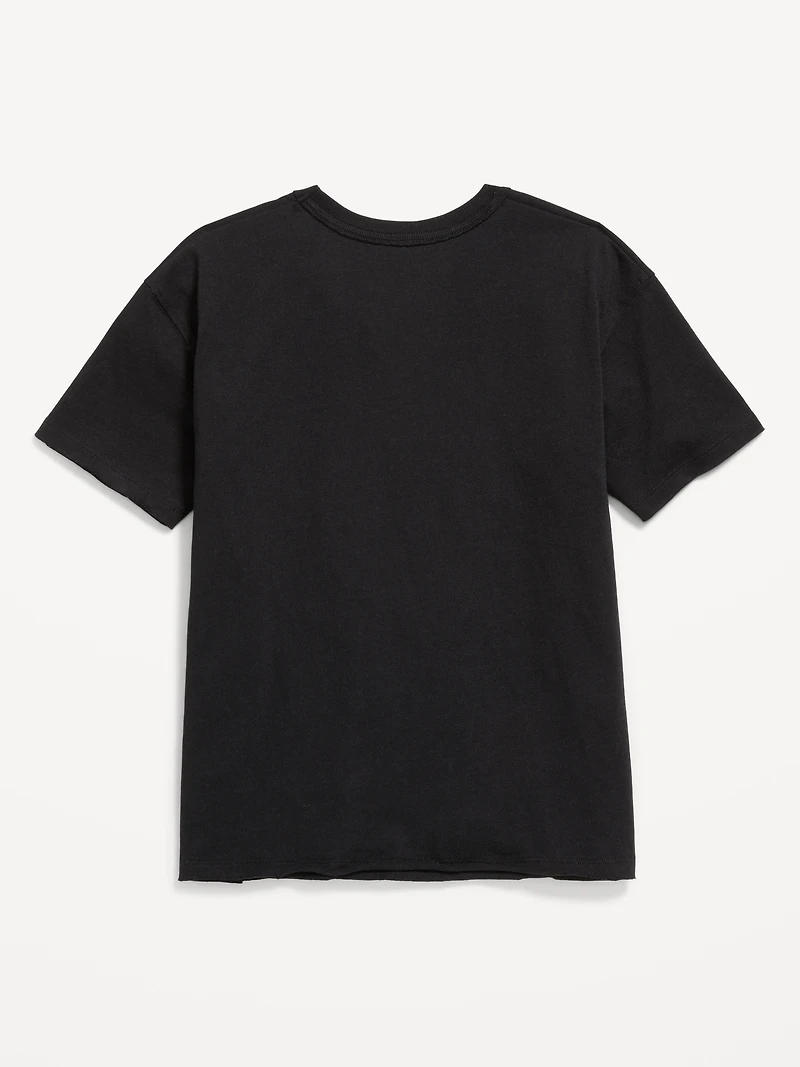 Oversized Short-Sleeve Raw-Edge T-Shirt for Girls