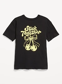 Oversized Short-Sleeve Graphic Raw-Edge T-Shirt for Girls