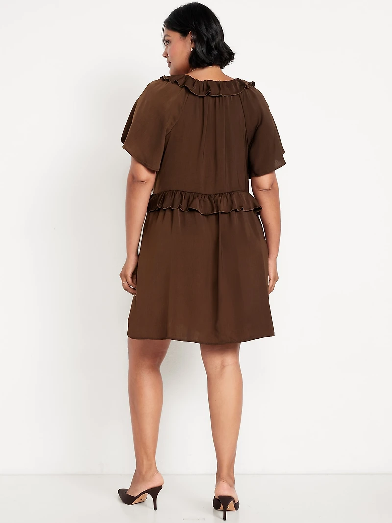 Satin Ruffle Mini Dress