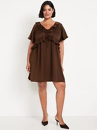 Satin Ruffle Mini Dress